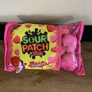 Iscream Sour Patch Kids Plush Pillow With 4 Mini Heart Pillows 2 Red 2 Pink
